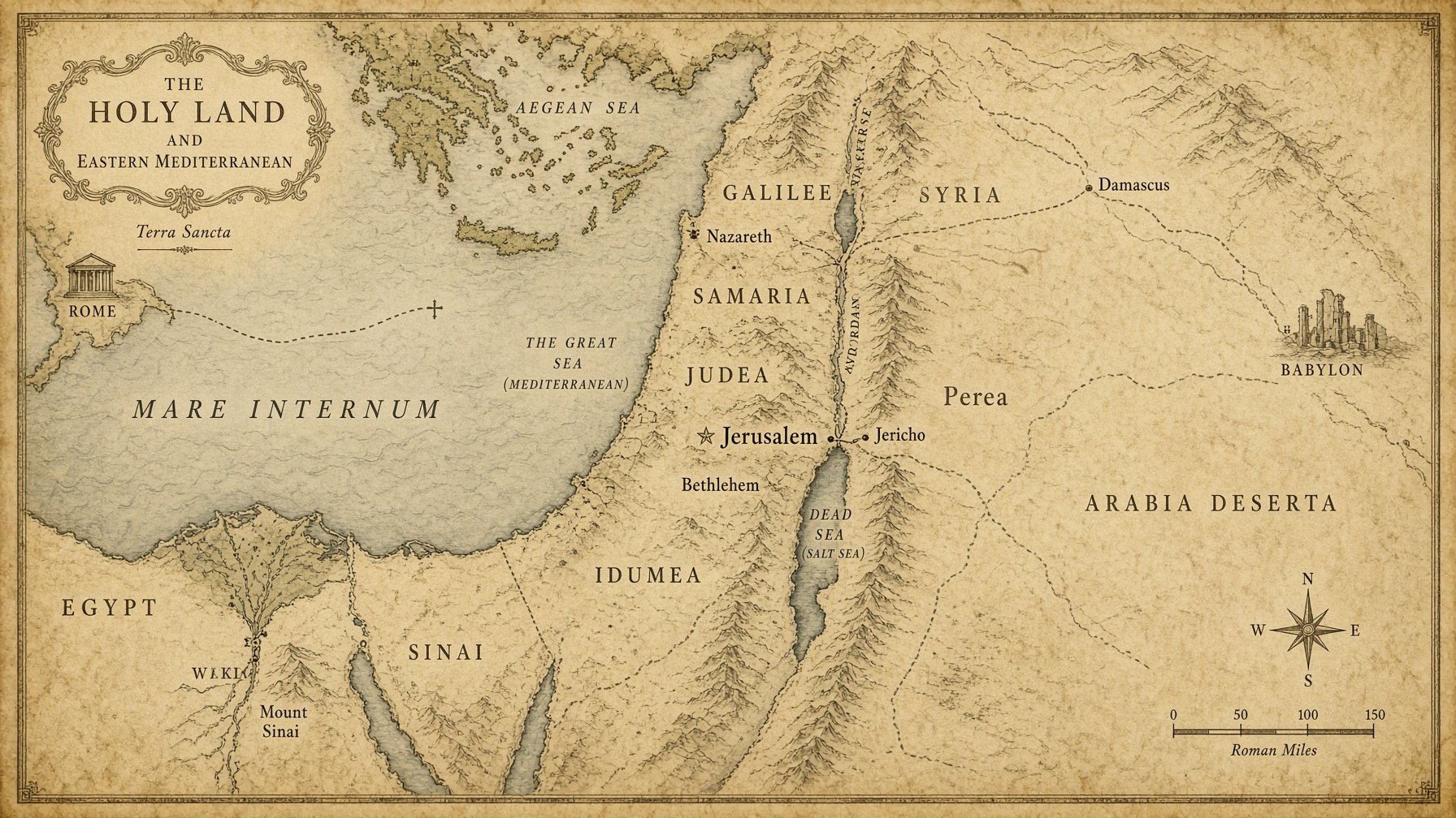 Map of the Holy Land and the Eastern Mediterranean